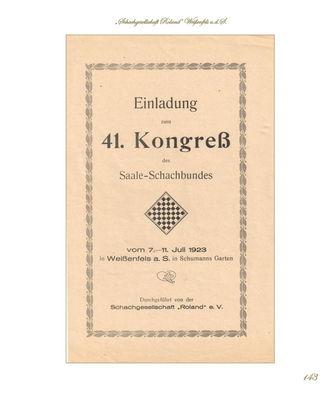 Konrad Reiß - Chronik der Schachgesellschaft „Roland“ Weißenfels a.d.S. - page 143