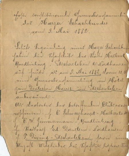 Harzer Schachbund - First Entry