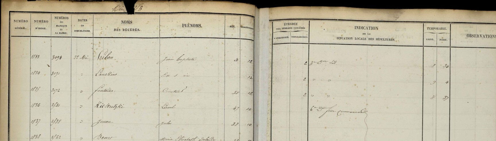 Archives of Paris, cemetery registers