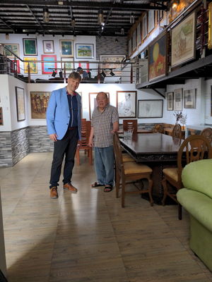 Leonides Bautista, former co-organisor of Baguio 1978 as local deputy of the city and President of the Baguio Chess Club in his art gallery in Baguio and the café