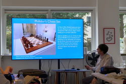 Jean-Olivier Leconte displays Philidor’s chess pieces.