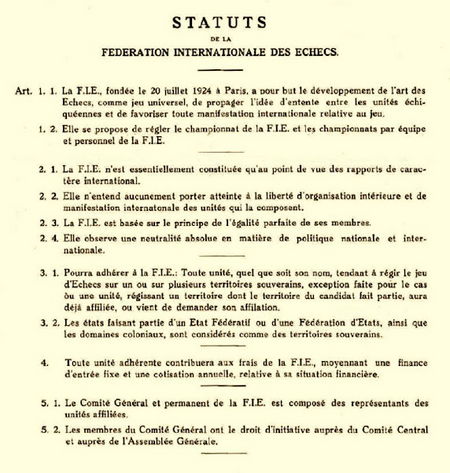 STATUTES OF THE FEDERATION INTERNATIONALE DES ECHECS.