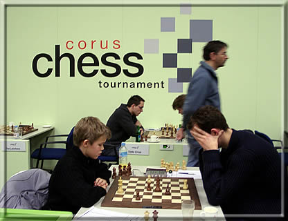 13 years old Norwegian Magnus Carlsen (the later tournament winner!) playing in the Group C Tournament
