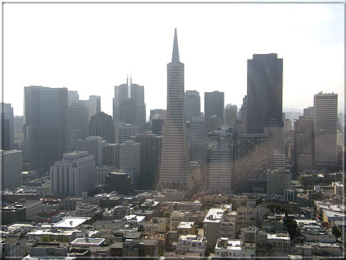 Die (zentrale) Transamerica Pyramid überragt die Skyline von San Francisco